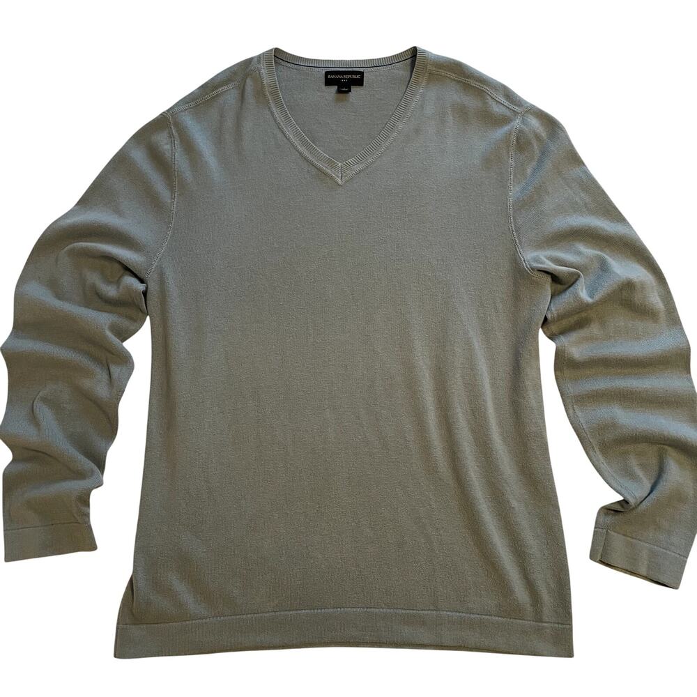 Banana Republic Light Blue Cotton Pullover Sweater Mens Large